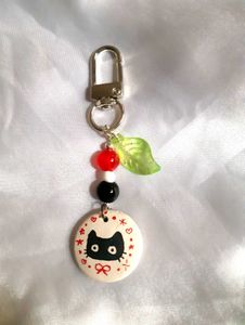Cute handcrafted clay Cat Keychain / bag ch