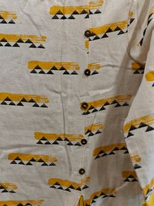 Orchre And White Kurta