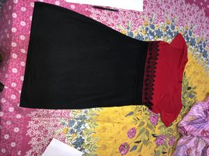 Women Korean Dress Red Black