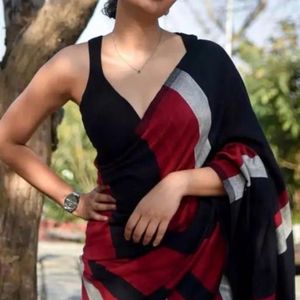 Elegant Red &amp; Black Saree