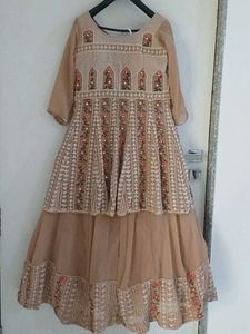 Elegant Beige Embroidered Lehenga Choli