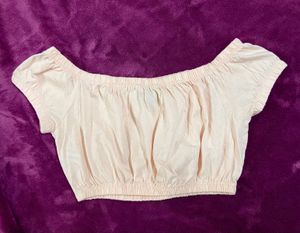 FOREVER 21 Peach Off Shoulder Crop Top