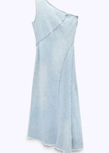Denim One Shoulder Asymmetrical Dress