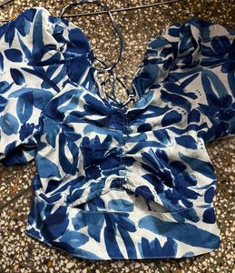 Floral Print Crop Top backless