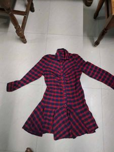 Red Plaid Shirt Dress