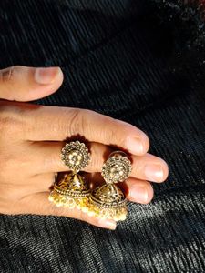 Golden Jhumka Earrings
