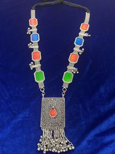 Colorful Silver Boho Necklace
