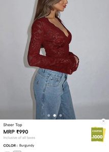 Red Lace Long Sleeve Top