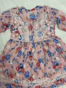 Floral Chikankari Short Kurti