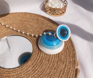 Quilling Blue Shades Mirror Stud Jhumka | Waterproof| Handmade| Lightweight| Glossy |