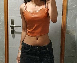 Y2k Leather Pinteresty Crop Top