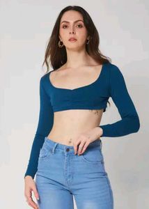 Scoop necked micro crop blouse top,