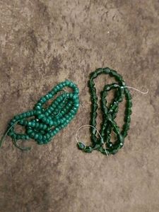 Green Faceted Glass Bead Strands