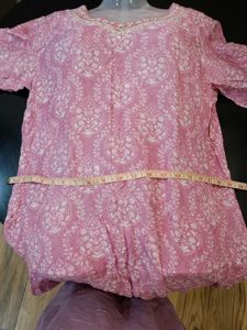 Elegant Pink Printed Kurti Set🌷