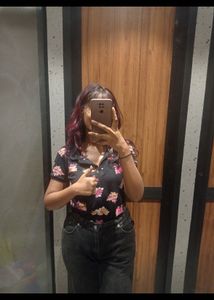 Cotton Floral Polo T-shirt For Women