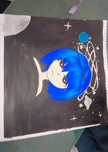Anime Girl Paper Painting