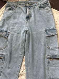 Light Blue Wash Cargo Jeans
