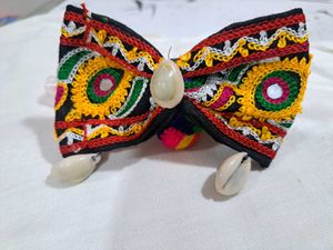 Traditional Embroidered Hair Clip with Shells
