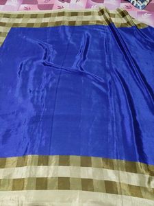 Blue crape saree