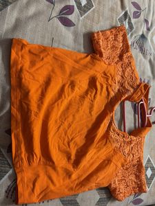 Orange Lace Detail blouse