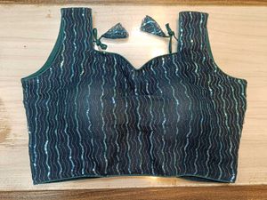 Blue Net & Sequins Blouse