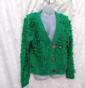 Oversized Christmas Tree Cardigan 💚