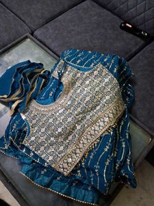 Teal Sequined Lehenga Choli L Size