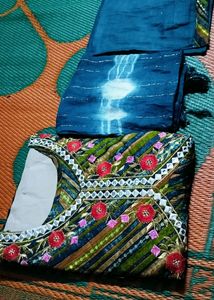 Brand New Alia Pattern Kurti Set - Blue