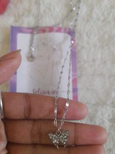 Silver Layered butterfly Necklace