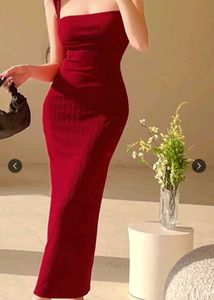 Elegant Red Bodycon Midi Dress