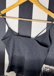 Gray Ribbed Tank Top