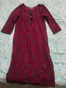 Maroon Printed Kurta