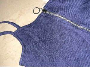 Blue Zipper Crop Top