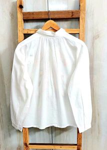 White Embroidered Fine Cotton Shirt Size-48