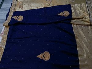 Elegant Blue and Gold Saree