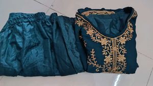 Teal Embroidered Kurta Set