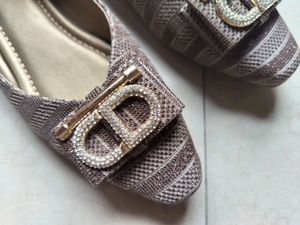 Embellished Brown Golden Flat Belly Without Heel