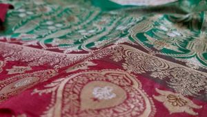 Elegant Green & Red Saree