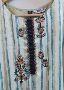 Festive Green Kurta with Bell Sleeves New