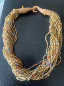 Anokhi Beaded Layered Necklace With Wooden Claspe