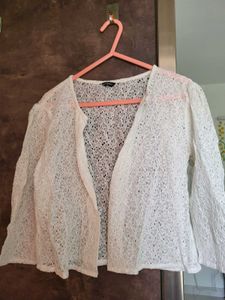 White Lace Cropped Cardigan