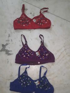 Floral Print Bras - Set of 3