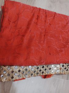 Mirror Work Saree🧡🤍