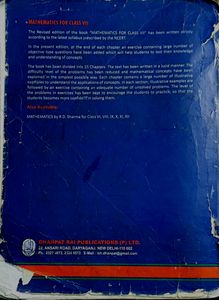 Rd Sharma Class 7 Math  Book . Only One Time Used