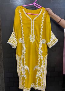 Mustard kurta set-heavy embroidery-only worn once