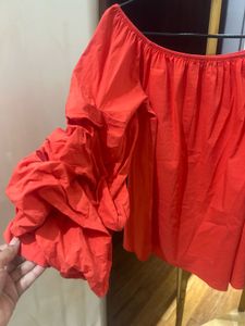 Zara Red Off-Shoulder Top