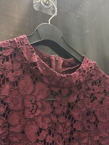 Burgundy Lace Tiered Mini Dress