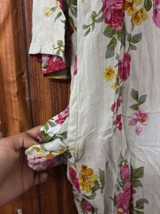 Floral Print Long Kurta with Pocket| 100% Cotton