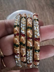 Beautiful Stone's And Mothi Bangles