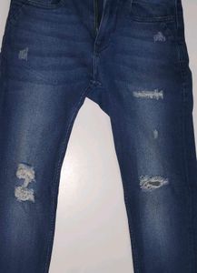 Ripped Dark Wash Denim Torn Jeans